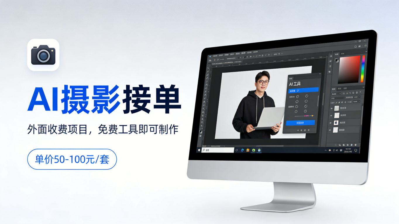 外面收费项目，AI摄影接单，免费工具就可以做，单价50-100一套-洛柒笔记