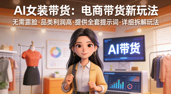 AI女装带货，电商带货新玩法，无需露脸，品类利润高，提供全套提示词，详细拆解玩法-洛柒笔记