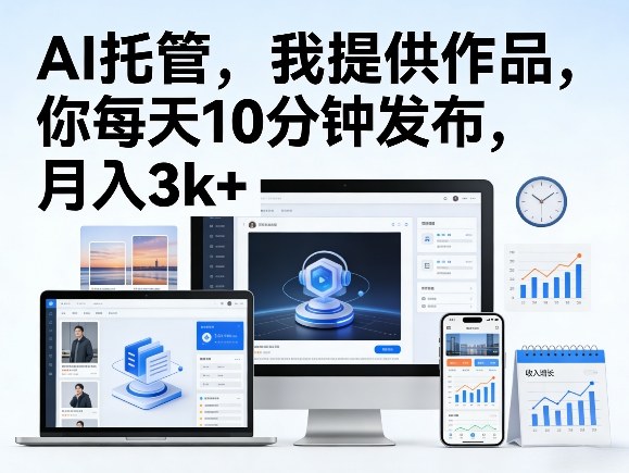 公众号AI托管，我提供作品，你每天10分钟发布，月入3k+【揭秘】-洛柒笔记