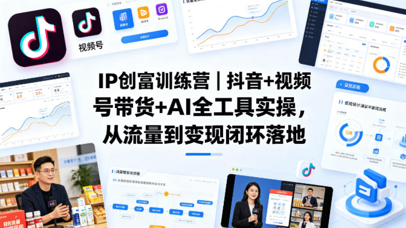 IP创富训练营｜抖音+视频号带货+AI全工具实操，从流量到变现闭环落地-洛柒笔记