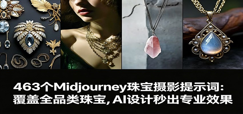 463个Midjourney珠宝摄影提示词：覆盖全品类珠宝，AI设计秒出专业效果-洛柒笔记