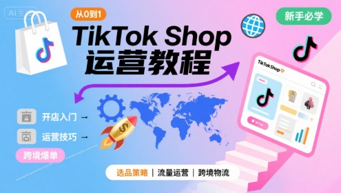 TikTok Shop从0到1运营教程，TikTok跨境电商新手必学课程-洛柒笔记