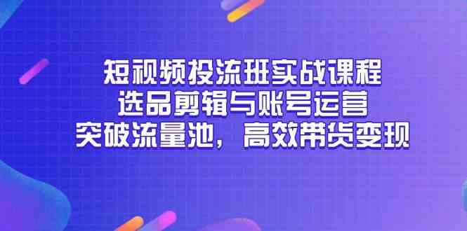 短视频投流班实战课程，选品剪辑与账号运营，突破流量池，高效带货变现-洛柒笔记