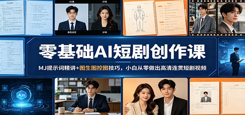 零基础AI短剧创作课：MJ提示词精讲+图生图控图技巧，小白从零做出高清连贯短剧视频-洛柒笔记