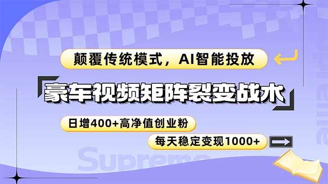 （14903期）豪车视频矩阵裂变战术，颠覆传统模式，AI智能投放，日增400+高净值创业…-洛柒笔记
