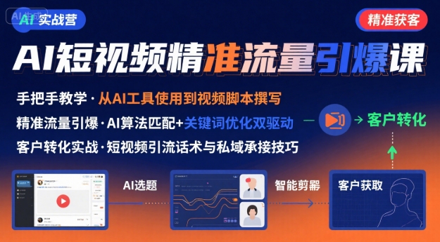 AI+短视频引爆精准客户实战营，手把手教你引爆Ai短视频精准流量-洛柒笔记