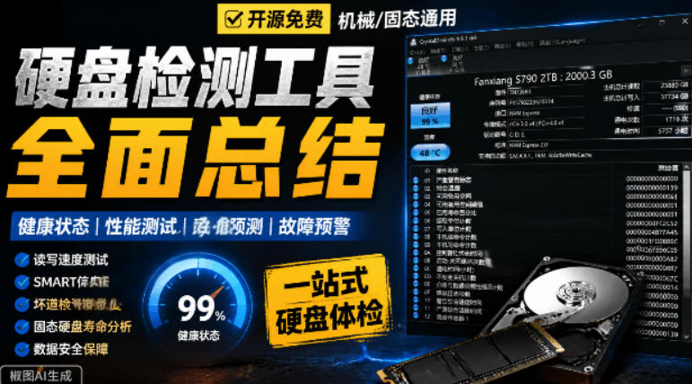 Github宝藏应用!专业磁盘硬盘健康信息检测工具,支持硬盘健康度、通电时间和次数等,CrystalDiskInfo