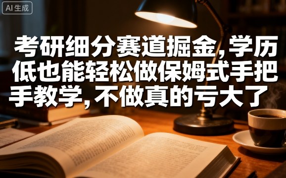 考研细分赛道掘金，日入1k+，学历低也能轻松做保姆式手把手教学，不做真的亏大了【揭秘】-洛柒笔记