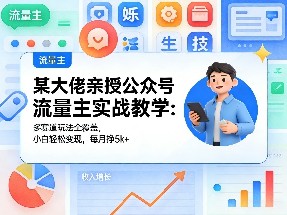某大佬亲授公众号流量主实战教学：多赛道玩法全覆盖，小白轻松变现，每月多挣5k+-洛柒笔记