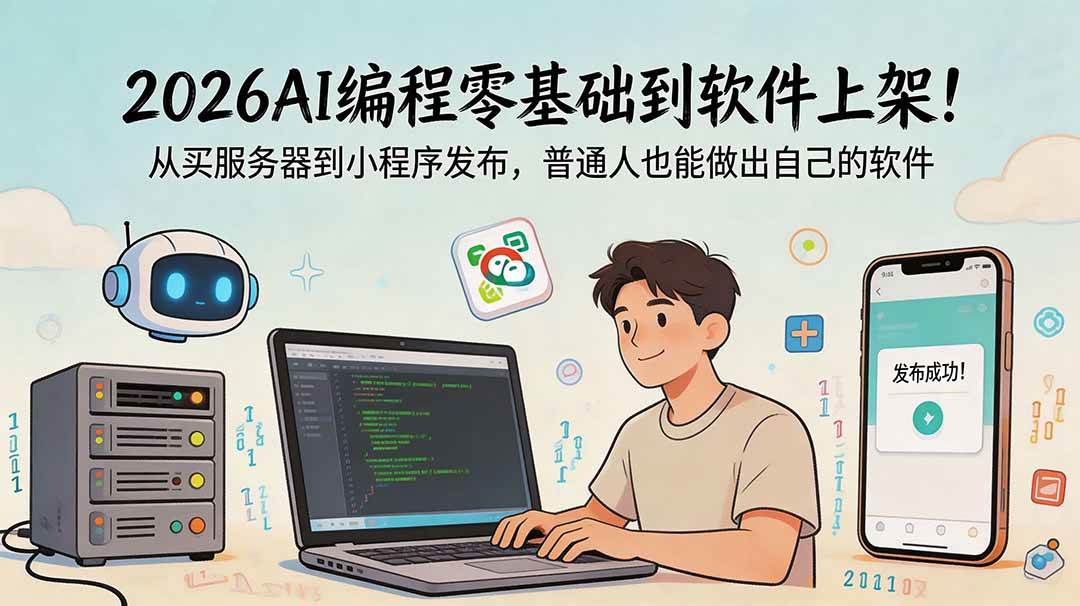 (18905期)2026AI编程零基础到软件上架!从买服务器到小程序发布,普通人也能做出自己的软件-洛柒笔记 (18905期)2026AI编程零基础到软件上架!从买服务器到小程序发布,普通人也能做出自己的软件-洛柒笔记
