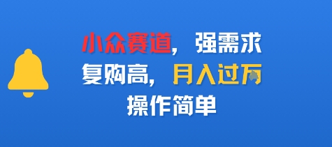 小众赛道，强需求，复购高，月入过w，操作简单-洛柒笔记