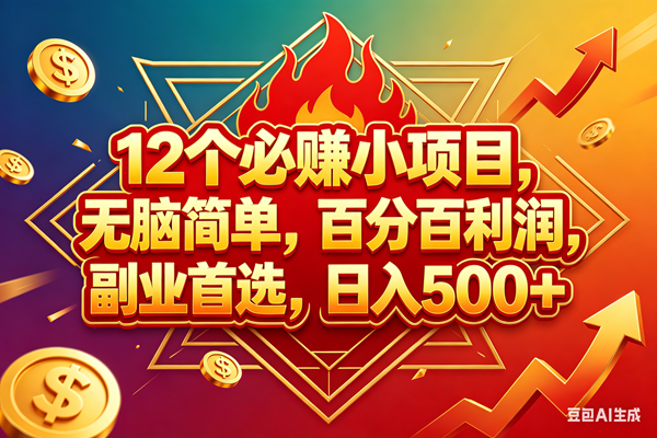 （18272期）12个必赚钱的小项目，百分百赚米，无脑简单，副业首选，日入600+-洛柒笔记