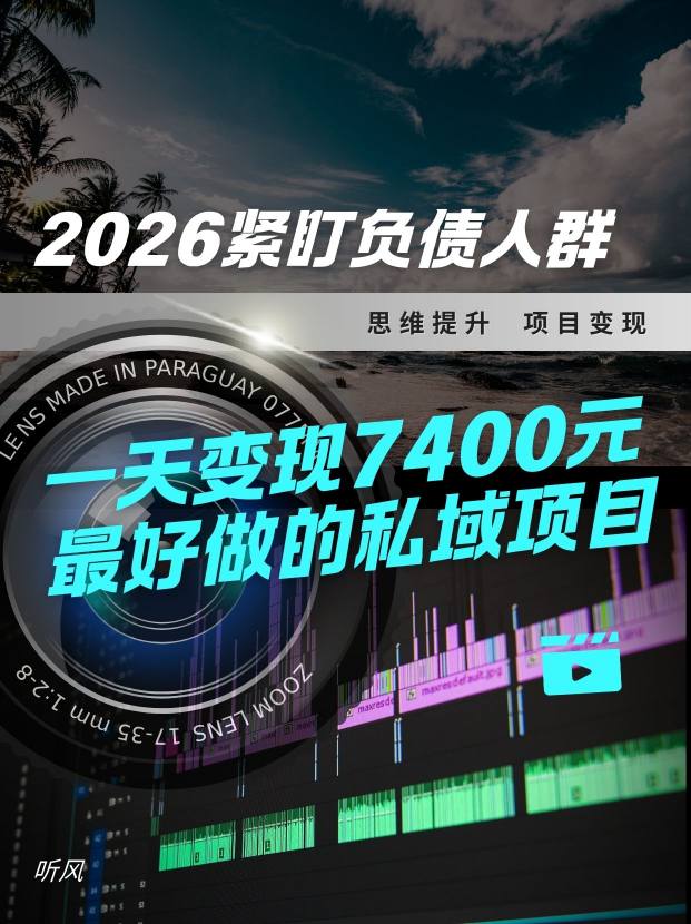 2026，紧盯负债人群！最好做的私域项目，变现猛，不挑人，小白也可轻松上手-洛柒笔记