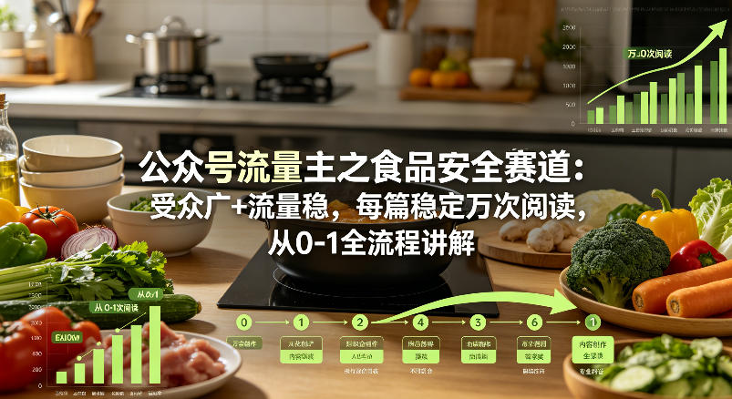 公众号流量主之食品安全赛道，受众广+流量稳，每篇作品稳定万次阅读，从0-1全流程讲解-洛柒笔记