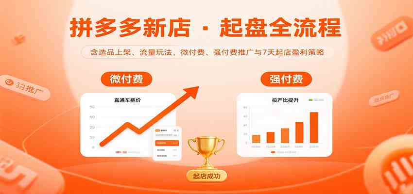 拼多多新店起盘全流程，含选品上架、流量玩法，微付费、强付费推广与7天起店盈利策略-洛柒笔记