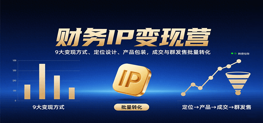 财务IP变现营：9大变现方式、定位设计、产品包装，成交与群发售批量转化-洛柒笔记