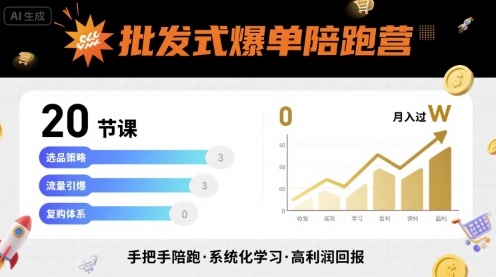 批发式爆单陪跑营，20节课带你实现批发式爆单，带你经松月入过W-洛柒笔记