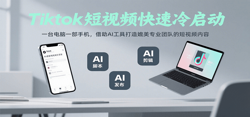 Tiktok短视频快速冷启动，一台电脑一部手机，借助AI工具打造媲美专业团队的短视频内容-洛柒笔记