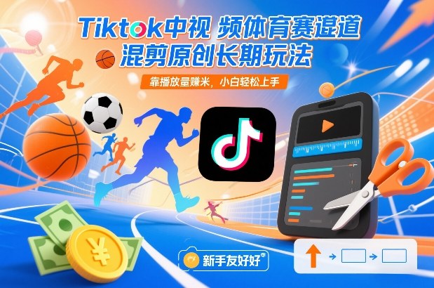 Tiktok中视频体育赛道混剪原创长期玩法，靠播放量賺米，小白轻松上手-洛柒笔记