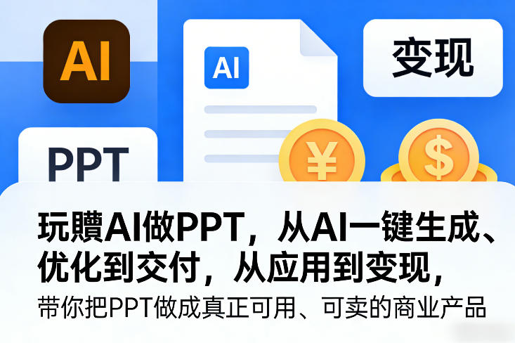 玩賺AI做PPT，从AI一键生成、优化到交付，从应用到变现，带你把PPT做成真正可用、可卖的商业产品-洛柒笔记