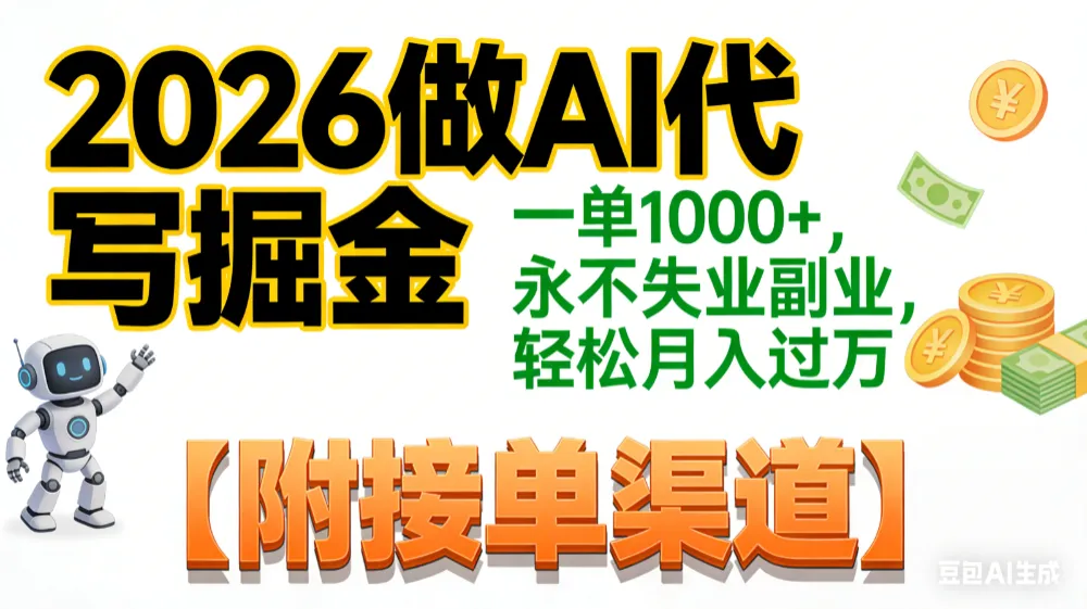 2026做AI代写掘金，一单1000+，永不失业副业，轻松月入过万,【附接单渠道】-洛柒笔记