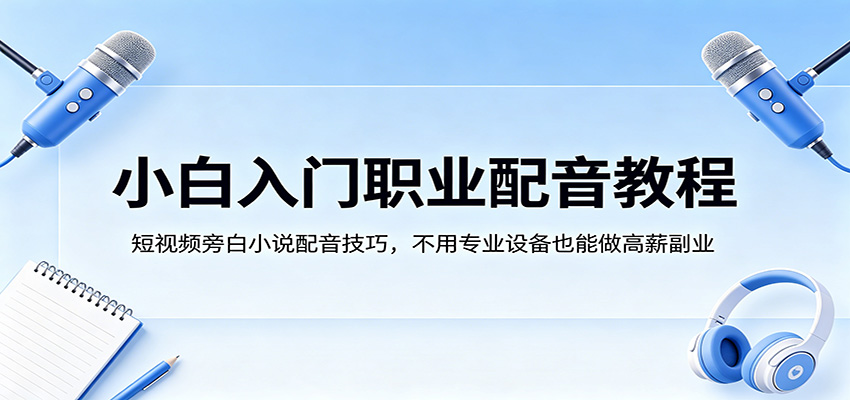 小白入门职业配音教程，短视频旁白小说配音技巧，不用专业设备也能做高薪副业-洛柒笔记