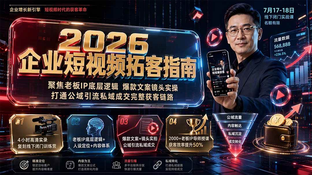 (19667期)2026企业短视频拓客指南:聚焦老板IP底层逻辑,爆款文案镜头实操,打通公域引流私域成交完整获客链路-洛柒笔记 (19667期)2026企业短视频拓客指南:聚焦老板IP底层逻辑,爆款文案镜头实操,打通公域引流私域成交完整获客链路-洛柒笔记