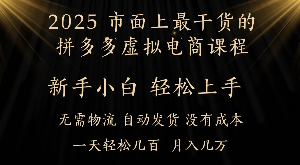 25年最干货的拼多多虚拟电商课程，小白轻松上手，月入过万只是门槛！虚拟电商，如皓月见青天！-洛柒笔记