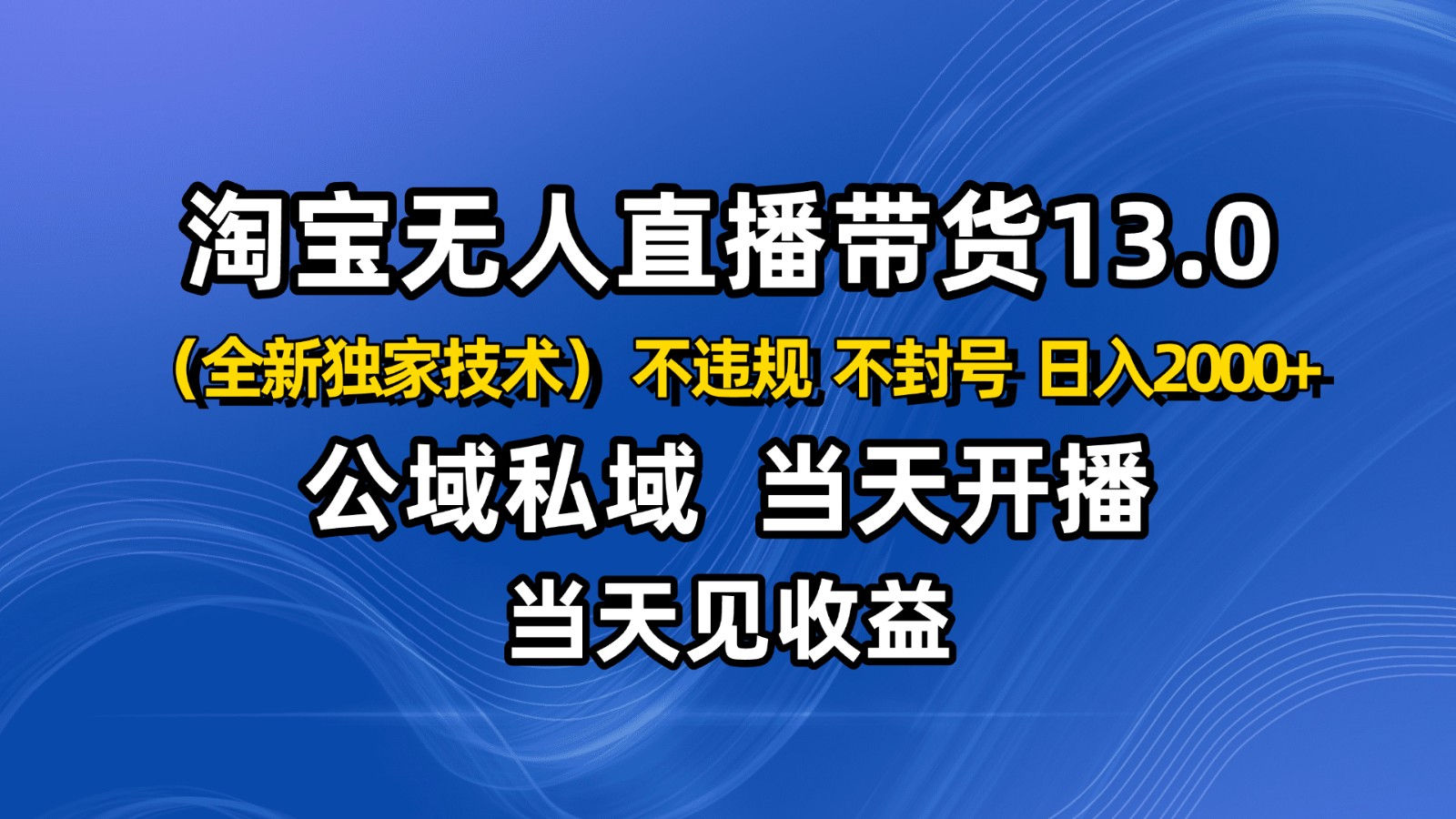 淘宝无人直播13.0，公域私域技术，不封号，不违规 布局下半年旺季赛道，日入2000+-洛柒笔记