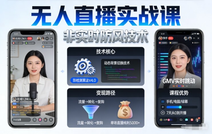 宝子哥无人直播实战课，非实时防风技术，聚焦抖音快手等平台直播带货，轻松开启直播变现之路（更新2026年5月10日）-洛柒笔记