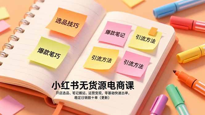（17018期）小红书无货源电商课，开店选品、笔记搬运、运营变现，零基础快速出单，稳定日销数十单（更新）-洛柒笔记