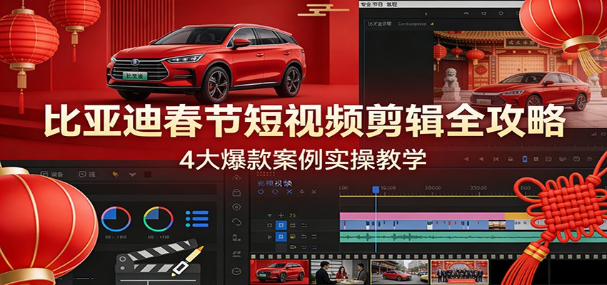 比亚迪春节短视频剪辑全攻略，4大爆款案例实操教学-洛柒笔记