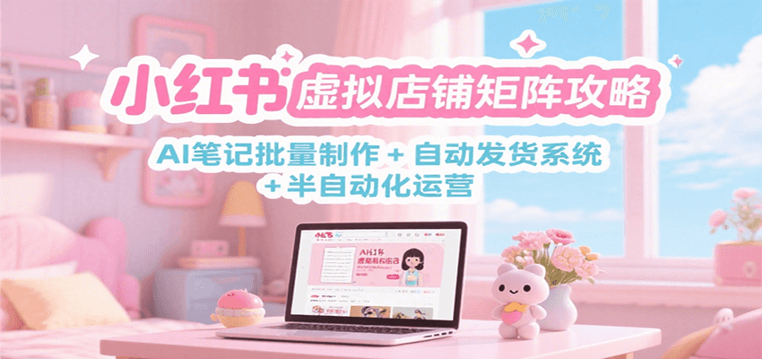 小红书虚拟店铺矩阵攻略：AI笔记批量制作 + 自动发货系统 + 半自动化运营-洛柒笔记