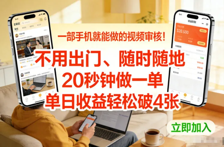 一部手机就能做的视频审核！不用出门，随时随地，20秒钟做一单，单日收益轻松破4张-洛柒笔记