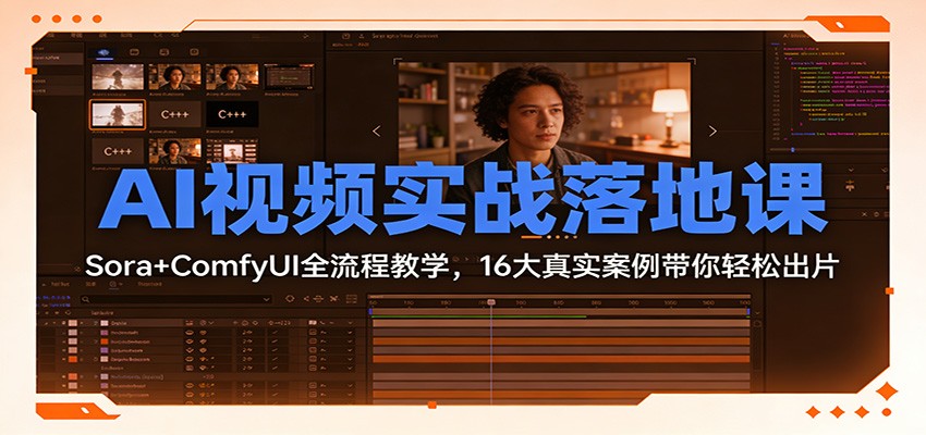 AI视频实战落地课：Sora+ComfyUI全流程教学，16大真实案例带你轻松出片-洛柒笔记