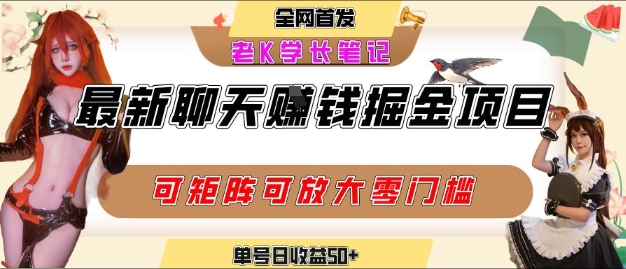 聊天掘金项目，可矩阵起号，适合工作室，个人宝妈，单号日收益50+，零门槛，小白也能轻松上手-洛柒笔记