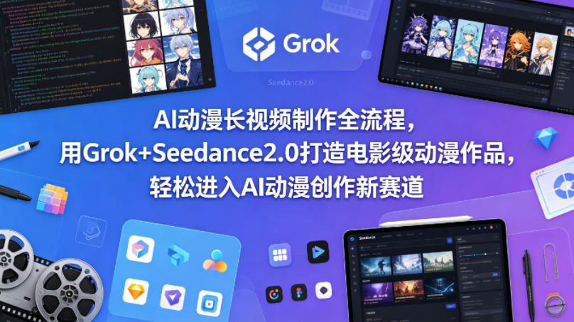 AI动漫长视频制作全流程，用Grok+Seedance2.0打造电影级动漫作品，轻松进入AI动漫创作新赛道-洛柒笔记