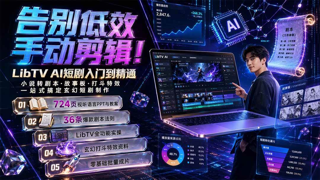 (19678期)告别低效手动剪辑!LibTV AI短剧入门到精通,小说转剧本方法,故事板打斗特效一站式搞定玄幻短剧制作-洛柒笔记 (19678期)告别低效手动剪辑!LibTV AI短剧入门到精通,小说转剧本方法,故事板打斗特效一站式搞定玄幻短剧制作-洛柒笔记