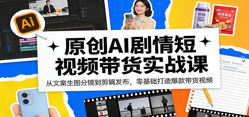 原创AI剧情短视频带货实战课：从文案生图分镜到剪辑发布，零基础打造爆款带货视频-洛柒笔记